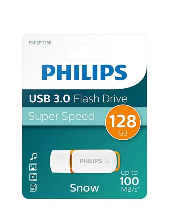 Philips FM12FD75B/00 128GB USB 3.0 Flash Bellek - Snow Serisi, Turuncu Tasarım, 24 Ay Resmi Distribütör Garantili