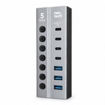 Nettech NT-OT011 7in1 USB to Type-C Dönüştürücü (NT-117101) - Gri Alüminyum Gövde, Data ve Görüntü Aktarım Desteği