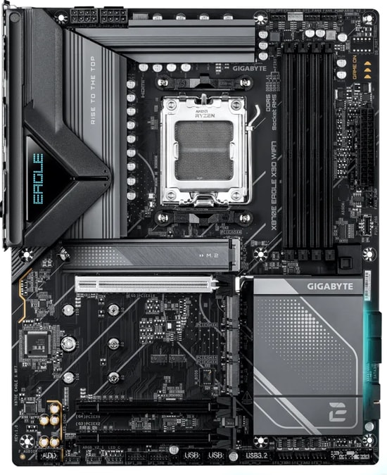 Gigabyte X870E Eagle X3D WIFI7 AM5 DDR5 ATX Anakart - 9000MHz (OC), 4xM.2, USB4, HDMI, DP, 2.5GbE LAN, Wi-Fi 7
