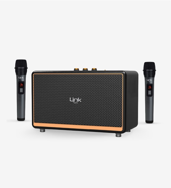 LinkTech M408 Premium Mikrofonlu 100W Retro Bluetooth Hoparlör - Güçlü Bas, Siyah, TWS, USB/TF, AUX, Type-C, 7000mAH Pil