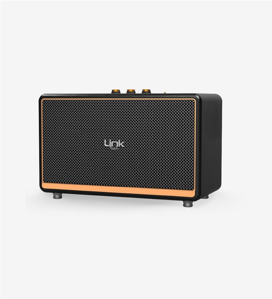 LinkTech M408 Premium Mikrofonlu 100W Retro Bluetooth Hoparlör - Güçlü Bas, Siyah, TWS, USB/TF, AUX, Type-C, 7000mAH Pil