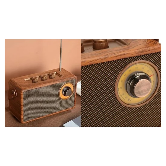 Music Apollo AS23 Kahverengi Nostalji Radyo Kablosuz Hoparlör (NT-119322) - FM Radyo, Stereo Ses, Nostaljik Tasarım