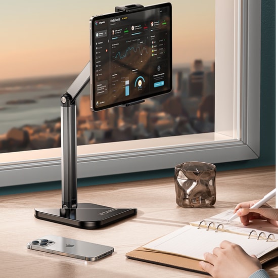 Rtako ZJ02S-02 Siyah Masaüstü Tablet Tutucu (NT-119333) - Alüminyum Malzeme, Ev-Ofis-Okul İçin Ergonomik Stand