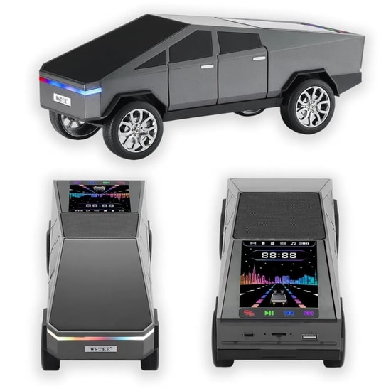 Nettech Wster WS-580 Gri Car Speaker NT-117106 - Kablosuz Bluetooth Hoparlör, Stereo Ses, FM Radyo, Led Pil Göstergeli
