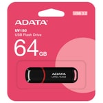 Adata UV150 64GB USB 3.2 Siyah Flash Bellek (AUV150-64G-RBK) - 100MB/s Okuma, USB 3.2 Gen1, Kapaklı Tasarım