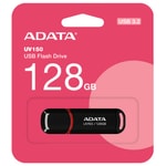 Adata UV150 128GB USB 3.2 Siyah Flash Bellek (AUV150-128G-RBK) - 100MB/s Okuma, USB 3.2 Gen1 Hız, Kapaklı Tasarım