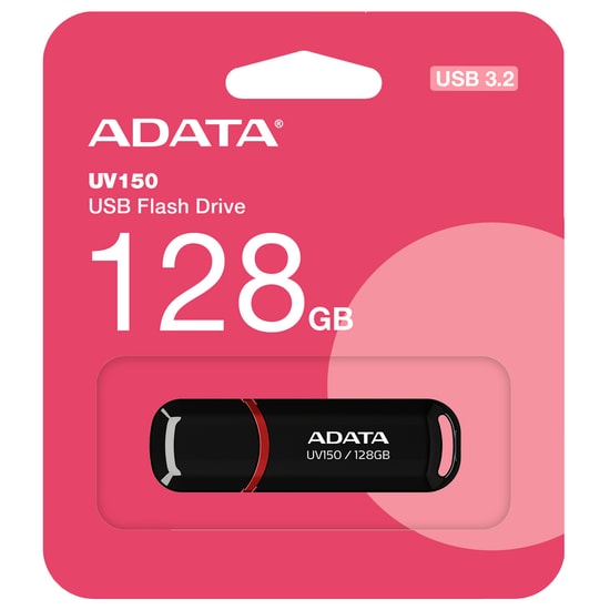 Adata UV150 128GB USB 3.2 Siyah Flash Bellek (AUV150-128G-RBK) - 100MB/s Okuma, USB 3.2 Gen1 Hız, Kapaklı Tasarım