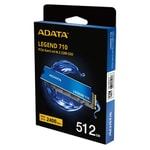 Adata Legend 710 512GB NVMe M.2 SSD (ALEG-710-512GCS) - 2400/1000MB/s, PCIe Gen3x4, HMB Destekli Dahili SSD