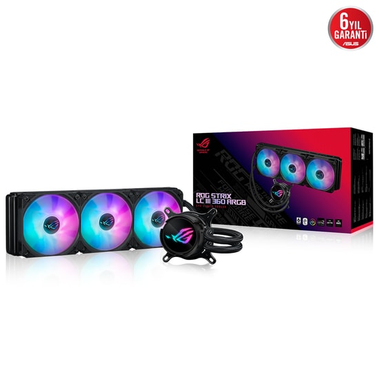 Asus ROG STRIX LC III 360 ARGB Siyah İşlemci Sıvı Soğutucu - 360mm Radyatör, 3x120mm Fan, 6 Yıl Garanti