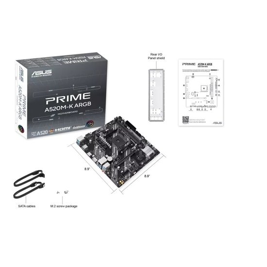 Asus PRIME A520M-K ARGB DDR4 Anakart: AMD AM4, 5100MHz OC, M.2, HDMI, DisplayPort, Aura Sync, Micro ATX Form Faktör
