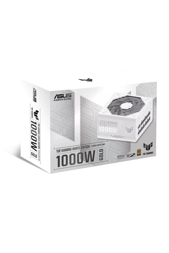 Asus TUF-GAMING-1000G-WH-GOLD 1000W 80+ Gold Güç Kaynağı - Tam Modüler, ATX 3.0, 135mm Fan, Beyaz, 10 Yıl Garanti