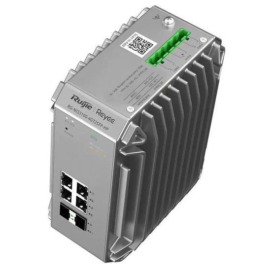 Ruijie Reyee RG-NIS3100-4GT2SFP-HP 4 Port Gigabit Poe Endüstriyel Switch - 2xSFP, 120W, L2 Cloud Yönetilebilir