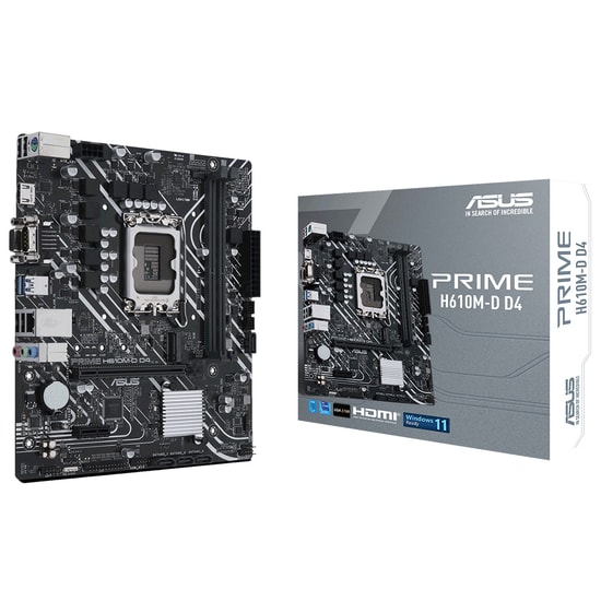 Asus PRIME H610M-D D4 LGA1700 DDR4 Anakart - Intel H610, 3200MHz, HDMI, VGA, M.2, USB 3.2, COM Port, mATX