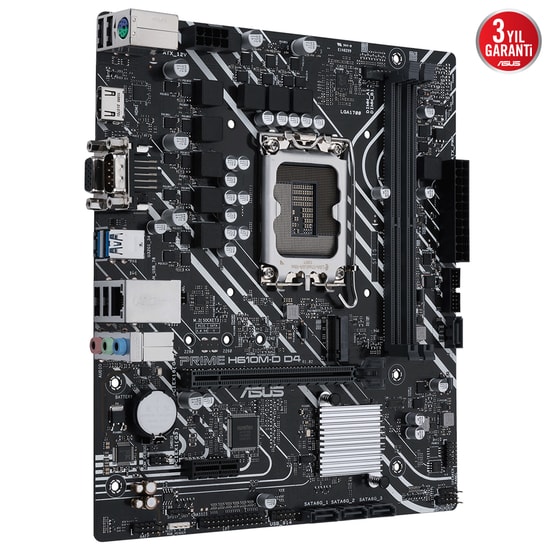 Asus PRIME H610M-D D4 LGA1700 DDR4 Anakart - Intel H610, 3200MHz, HDMI, VGA, M.2, USB 3.2, COM Port, mATX