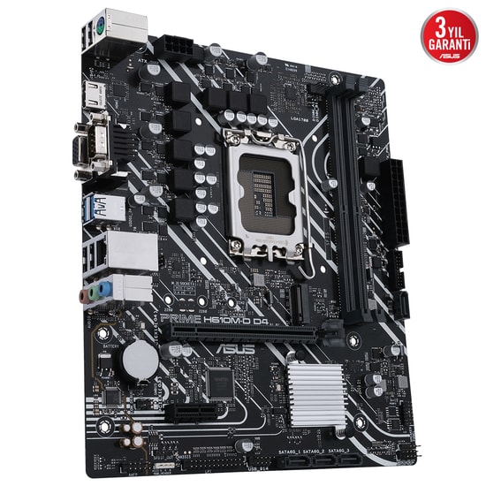 Asus PRIME H610M-D D4 LGA1700 DDR4 Anakart - Intel H610, 3200MHz, HDMI, VGA, M.2, USB 3.2, COM Port, mATX