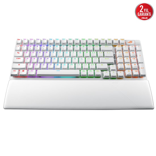 Asus ROG STRIX SCOPE II 96 WL/NX SNOW BEYAZ Oyuncu Klavyesi - 3 Mod Bağlantı, NX Snow Switch, Türkçe Q, RGB