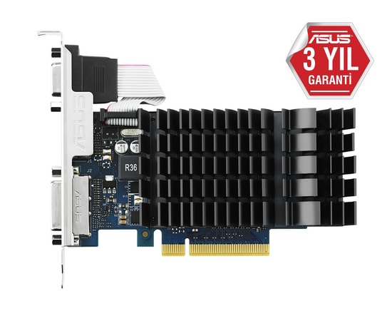 Asus GeForce GT 730 2GB GDDR5 Low Profile Ekran Kartı (GT730-SL-2GD5-BRK-N) - 64 Bit, 927MHz, HDMI, DVI, Pasif Soğutma