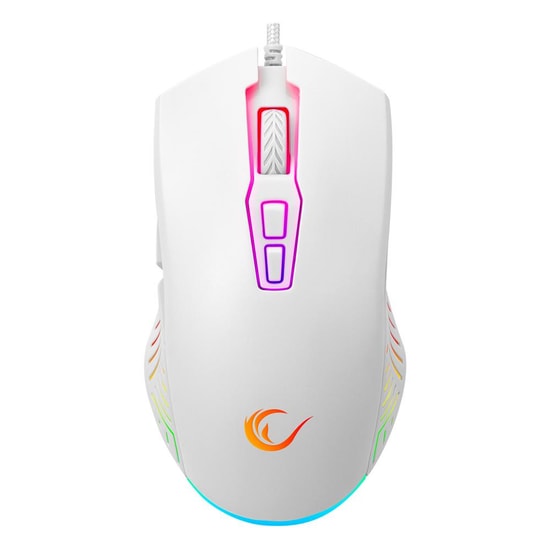 Rampage SMX-G68 SPEAR V2 Beyaz Kablolu RGB Oyuncu Mouse - 12800 DPI, 7D Makrolu, Örgü Kablo, Optik Sensör