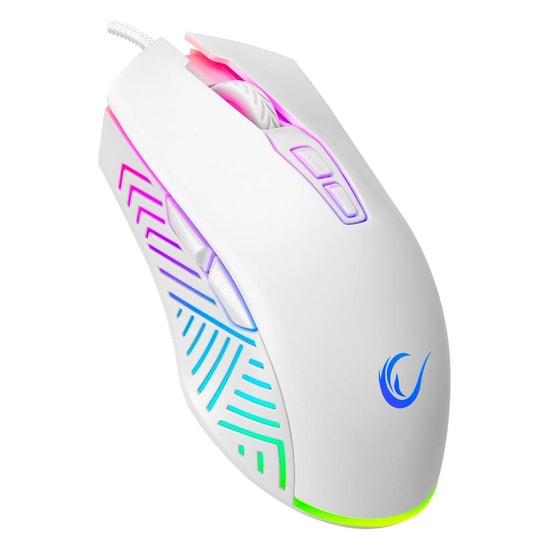 Rampage SMX-G68 SPEAR V2 Beyaz Kablolu RGB Oyuncu Mouse - 12800 DPI, 7D Makrolu, Örgü Kablo, Optik Sensör