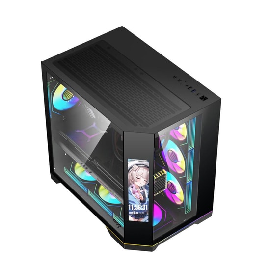 Aigo FT418-PRO-850W-SIYAH-LCD Mid Tower Kasa - 850W 80+ Bronze, 7x ARGB Fan, LCD Ekran, ATX/M-ATX/ITX Desteği