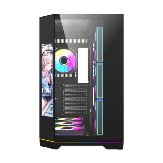 Aigo FT418-PRO-850W-SIYAH-LCD Mid Tower Kasa - 850W 80+ Bronze, 7x ARGB Fan, LCD Ekran, ATX/M-ATX/ITX Desteği