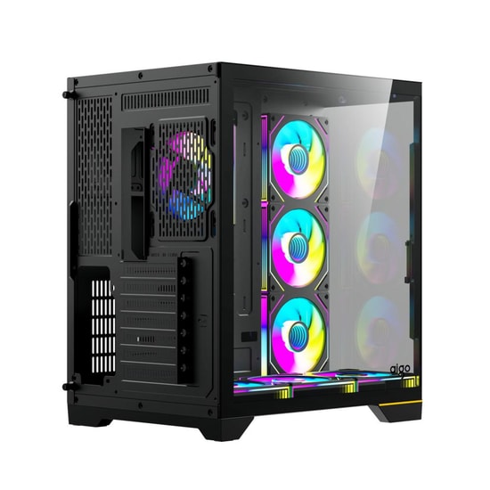 Aigo FT418-PRO-850W-SIYAH-LCD Mid Tower Kasa - 850W 80+ Bronze, 7x ARGB Fan, LCD Ekran, ATX/M-ATX/ITX Desteği