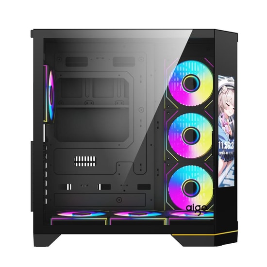 Aigo FT418-ULTRA-850W-SIYAH-LCD Mid Tower Kasa - 850W 80+ Bronze, 7x ARGB Fan, LCD Ekran, ATX/M-ATX/ITX Desteği