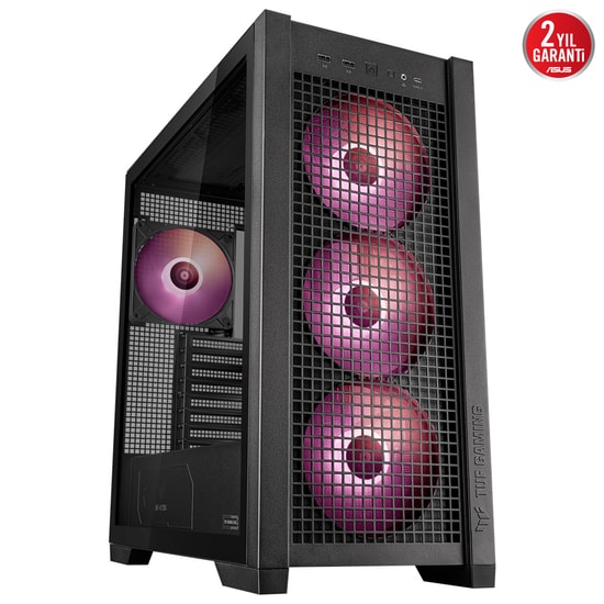 Asus TUF GAMING GT302 SIYAH E-ATX Oyuncu Kasası - 360mm Radyatör, 407mm GPU, 4x140mm ARGB Fan, Temperli Cam Mesh