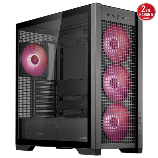 Asus TUF GAMING GT302 SIYAH E-ATX Oyuncu Kasası - 360mm Radyatör, 407mm GPU, 4x140mm ARGB Fan, Temperli Cam Mesh