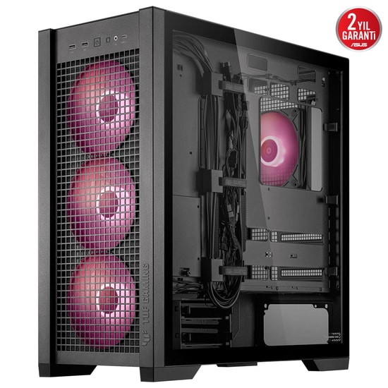Asus TUF GAMING GT302 SIYAH E-ATX Oyuncu Kasası - 360mm Radyatör, 407mm GPU, 4x140mm ARGB Fan, Temperli Cam Mesh