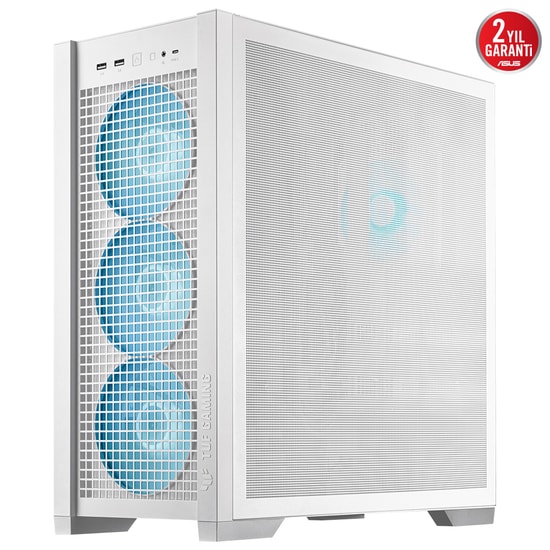 Asus TUF GAMING GT302 BEYAZ E-ATX Oyuncu Kasası - 360mm Radyatör, 407mm GPU, 4x140mm ARGB Fan, Temperli Cam Mesh