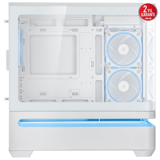 Asus PRIME AP202 Beyaz mATX Kasa - 360mm Radyatör, 420mm Ekran Kartı Desteği, Temperli Cam, ARGB Fanlı, PSU Yok