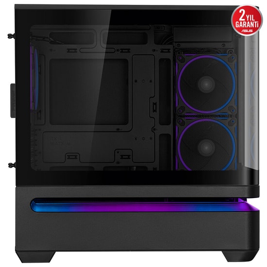 Asus PRIME AP202 Siyah mATX Kasa - 360mm Radyatör, 420mm Ekran Kartı Desteği, Temperli Cam, ARGB Fanlı, PSU Yok