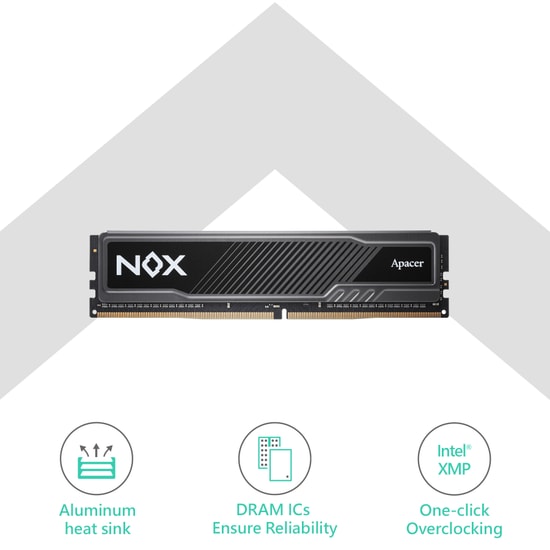 Apacer NOX 32GB (2x16GB) 3200MHz CL16 DDR4 Gaming Ram (AH4U32G32C28YMBAA-2) - Alüminyum Soğutucu, Masaüstü Bellek Kit
