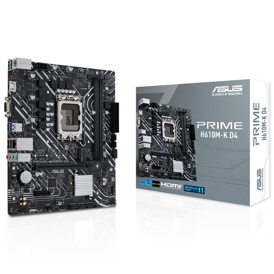 Asus PRIME H610M-K D4 LGA1700 DDR4 Anakart - Intel H610, 3200MHz, DP, HDMI, M.2, USB 3.2, mATX, Armoury Crate