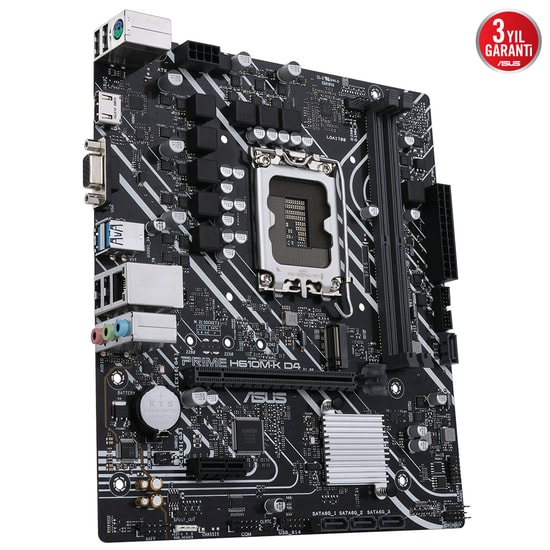 Asus PRIME H610M-K D4 LGA1700 DDR4 Anakart - Intel H610, 3200MHz, DP, HDMI, M.2, USB 3.2, mATX, Armoury Crate