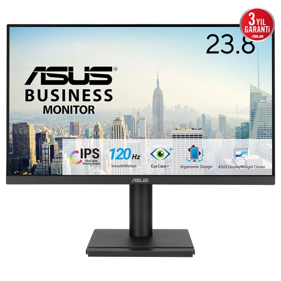 Asus VA249QGSE 23.8" Full HD 120Hz 1ms Pivot IPS Monitör - DP, HDMI, VGA, Hoparlör, Vesa, Flicker-Free, 300nit Parlaklık