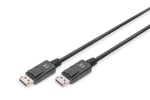 Digitus 5 Metre 4K DisplayPort 1.2 Erkek Siyah Kablo (AK-340100-050-S) - Kilit Mekanizmalı, Çift Zırhlı, AWG 28