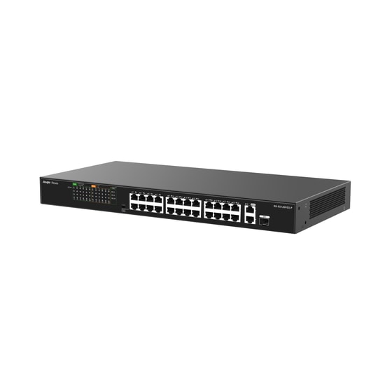 Ruijie Reyee RG-ES126FGS-P 24 Port 10/100 PoE Switch - 2x Gigabit RJ45, 1x Gigabit SFP Uplink, 380W Rackmount