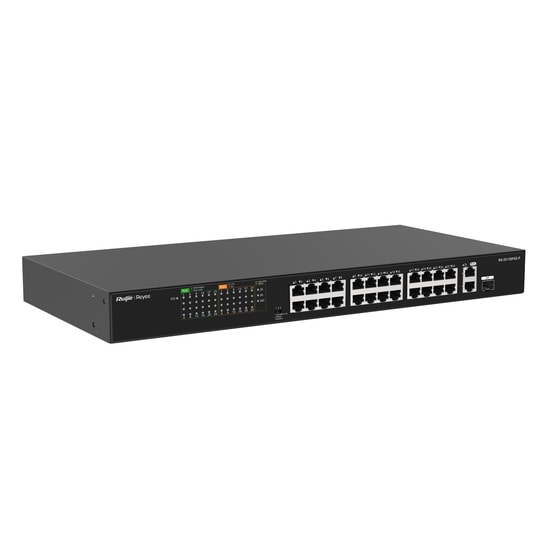 Ruijie Reyee RG-ES126FGS-P 24 Port 10/100 PoE Switch - 2x Gigabit RJ45, 1x Gigabit SFP Uplink, 380W Rackmount