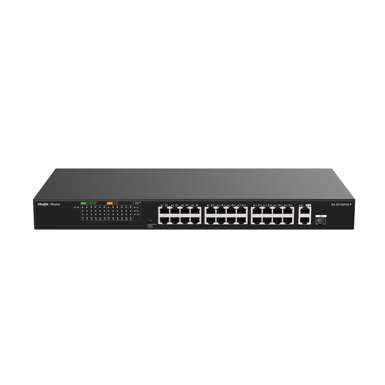 Ruijie Reyee RG-ES126FGS-P 24 Port 10/100 PoE Switch - 2x Gigabit RJ45, 1x Gigabit SFP Uplink, 380W Rackmount
