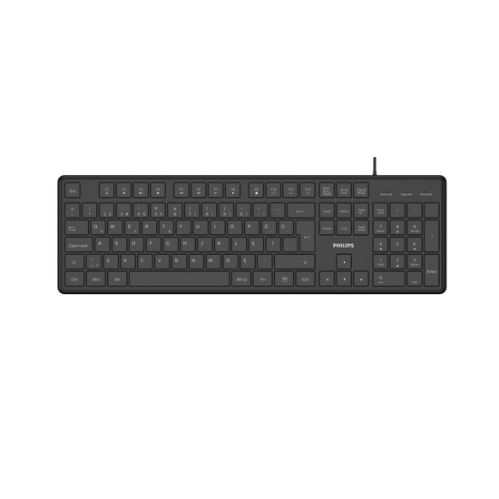 Philips SPK6248B Siyah Kablolu Klavye - Türkçe Q Dizilim, USB Bağlantı, Sessiz Tuşlar, Tak Çalıştır, 105 Tuş