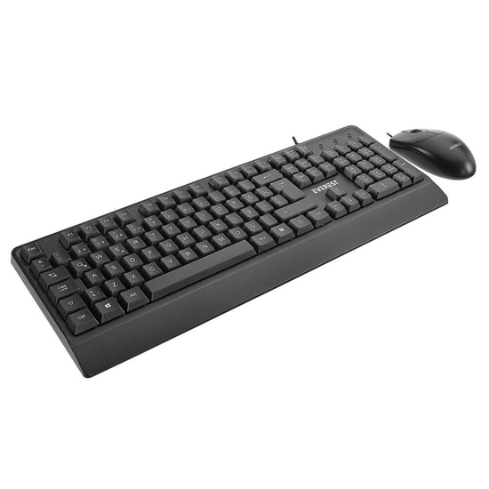 Everest KM-619 Siyah USB Kablolu Q Klavye Mouse Set - 1200 DPI Optik Mouse, Bilek Destekli, 105 Tuş Full Layout