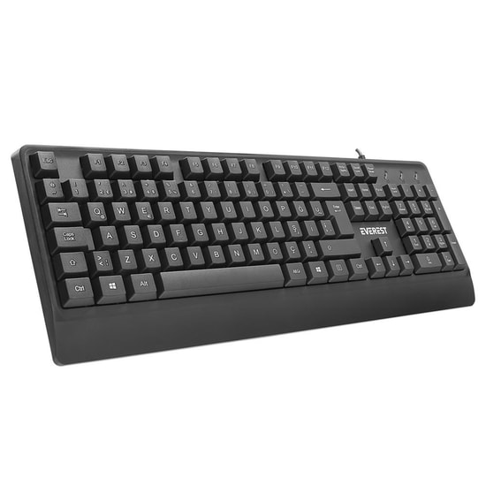 Everest KM-619 Siyah USB Kablolu Q Klavye Mouse Set - 1200 DPI Optik Mouse, Bilek Destekli, 105 Tuş Full Layout