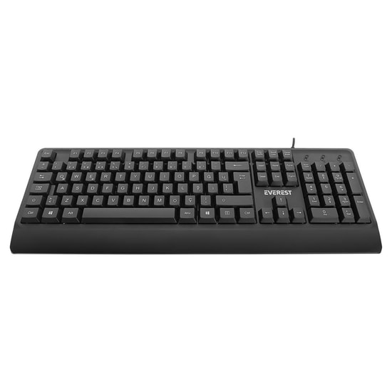 Everest KM-619 Siyah USB Kablolu Q Klavye Mouse Set - 1200 DPI Optik Mouse, Bilek Destekli, 105 Tuş Full Layout