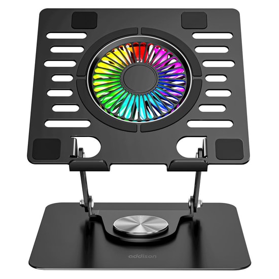 Addison AD-RC36 Steely 360 Derece RGB Fanlı Laptop Standı - Ayarlanabilir Metal Gövde, Soğutucu Fanlı Tasarım