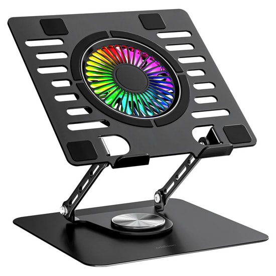 Addison AD-RC36 Steely 360 Derece RGB Fanlı Laptop Standı - Ayarlanabilir Metal Gövde, Soğutucu Fanlı Tasarım