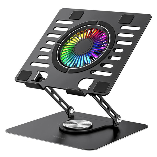 Addison AD-RC36 Steely 360 Derece RGB Fanlı Laptop Standı - Ayarlanabilir Metal Gövde, Soğutucu Fanlı Tasarım