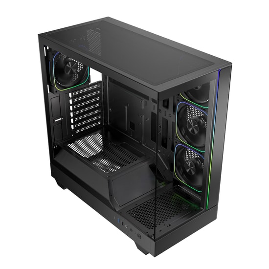 BitFenix LEO Siyah 850W 80+ Bronze ATX 3.1 Kasa (BFC-LEO85KKGKK-4A) - 4x ARGB Fan, Temperli Cam, Mesh Panel, ATX