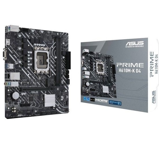 Asus Prime H610M-K D4 Anakart (PRIME-H610M-K-LGA1700-DDR4) - LGA1700, DDR4 3200MHz, HDMI, M.2, USB 3.2, Micro ATX